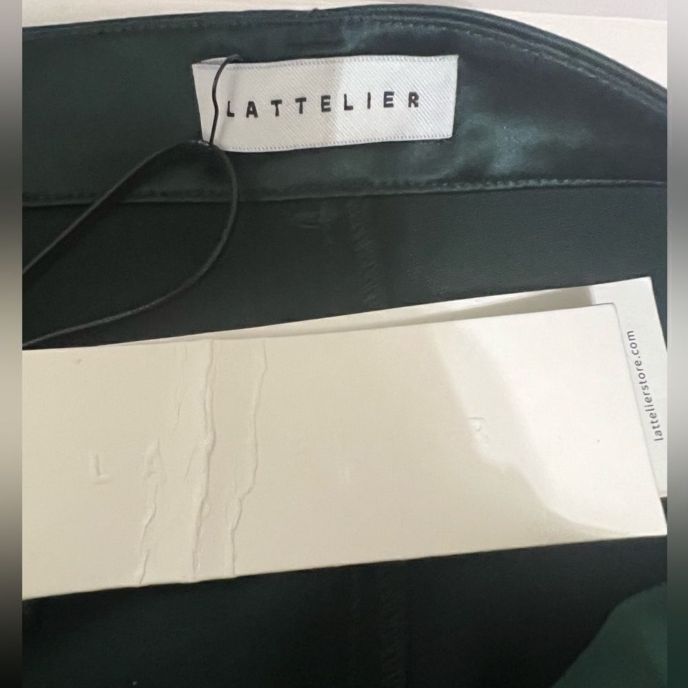 Lattelier emerald green satin seamed slit‎ ankle pants size large holiday office - Picture 4 of 10